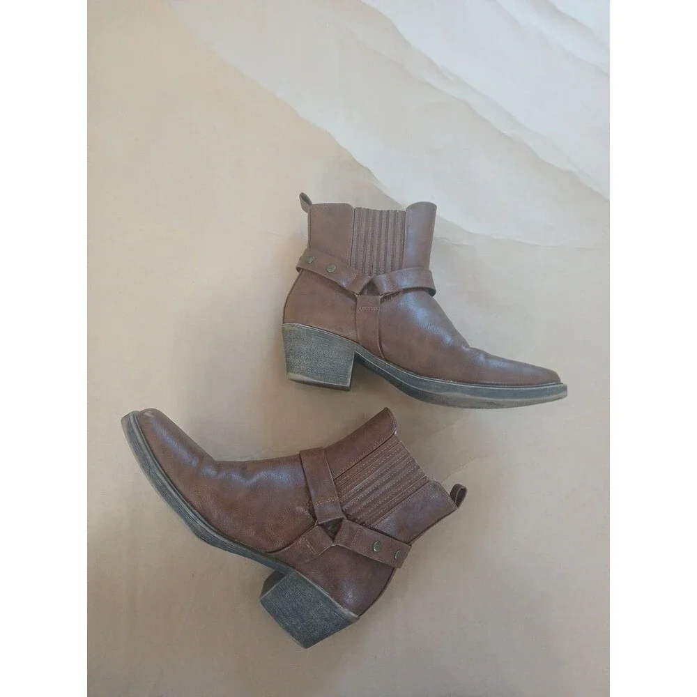 Sonoma Women's 10M Whiskey Pull On Comfort Fashion Ankle Boots Cognac Brown - Picture 2 of 6